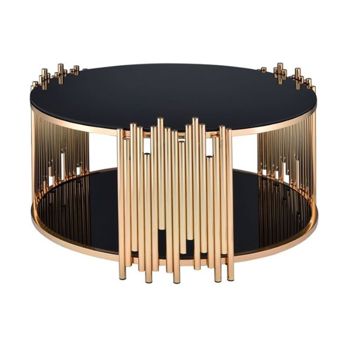 Modern Round Centre Gold and Black Coffee Table-Gold-Santorini Store
