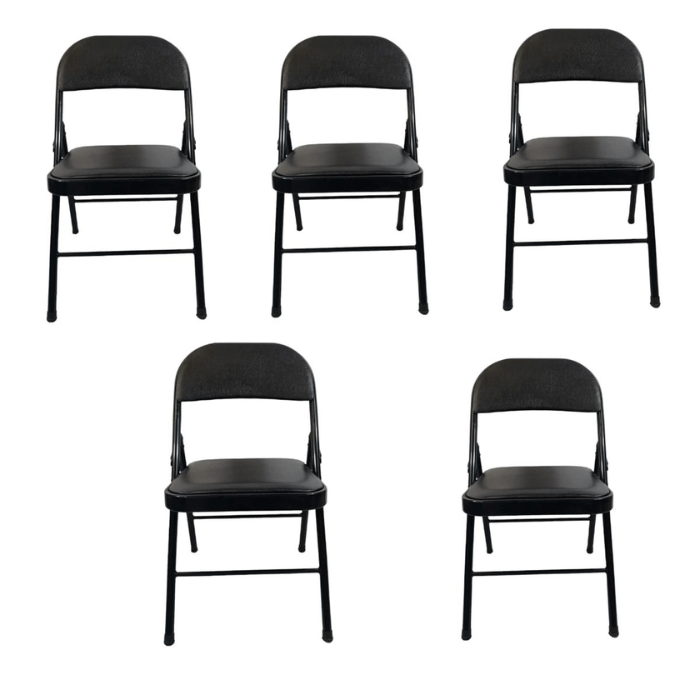 SMTE - Foldable Outdoor Chairs -5 Pack -Black-Santorini Store