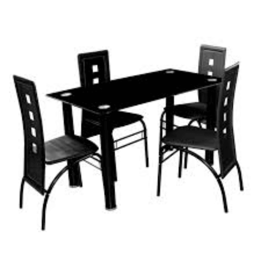 Dining Set Glass 1+4 – Black-Santorini Store