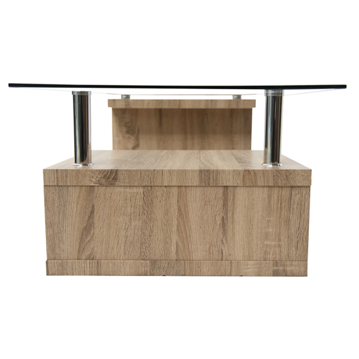 Coffee Tables - Tempered Glass Top - Wooden Base-Santorini Store