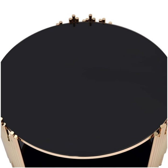 Modern Round Centre Gold and Black Coffee Table-Santorini Store