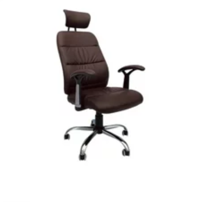 Brown Reclining Office PU Leather Chair with Head and Arm rests-Santorini Store