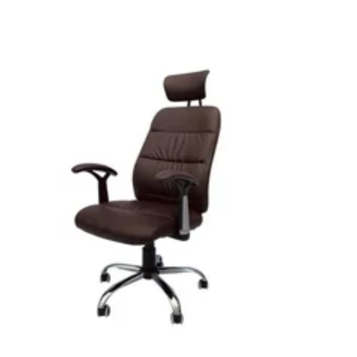 Brown Reclining Office PU Leather Chair with Head and Arm rests-Santorini Store