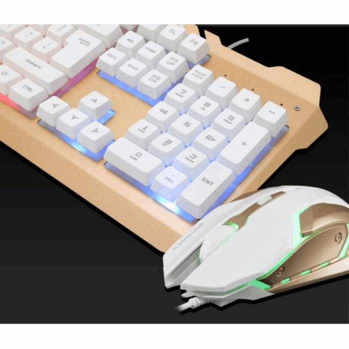 Limeide Metal Storm Gaming Keyboard And Mouse Combo - T21-White & Orange-Santorini Store