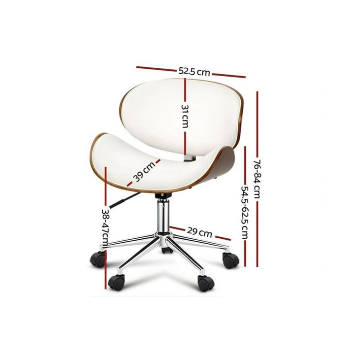 SMTE Stylish Wooden and PU Leather Office Desk Chairs - White-Santorini Store
