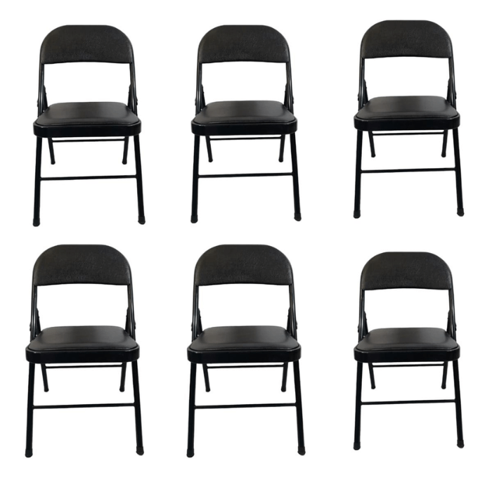 Foldable outdoor Chairs -6 Pack -Black-Santorini Store