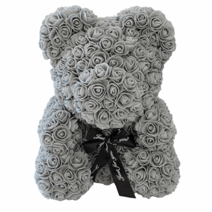 Foam Rose Teddy in Case - Just for you-Red Valentines Day Rose Teddy - Grey, Black-Santorini Store