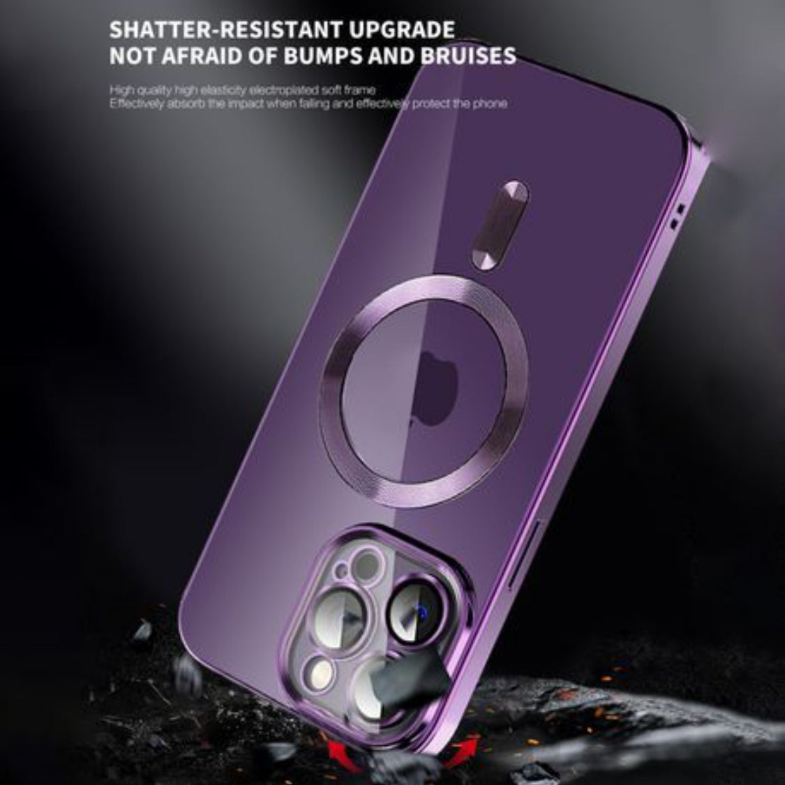 Clear electroplated cover With Camera lens protector for IPhone 14 pro Max - Deep Purple-Santorini Store