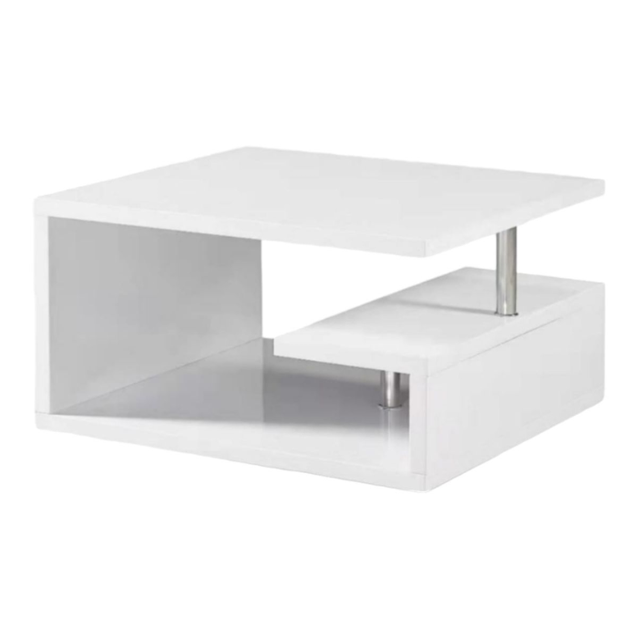 Smte - Coffee Tables - Tempered Glass Top - Wooden Base-White-Santorini Store
