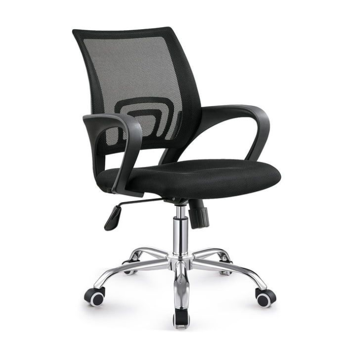 SMTE Zippy Netting Back Office Chair with Chrome Base - BLACK-Santorini Store