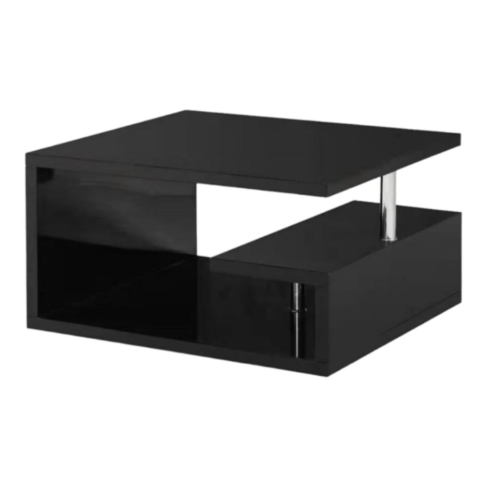 Smte - Coffee Tables - Tempered Glass Top - Wooden Base-Black-Santorini Store